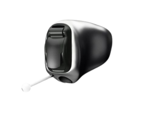 Compact in-ear hearing aid with pull string and battery compartment door