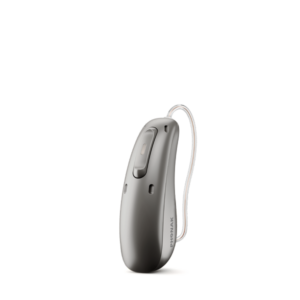 Phonak behind-the-ear hearing aid with slim tube and side control button